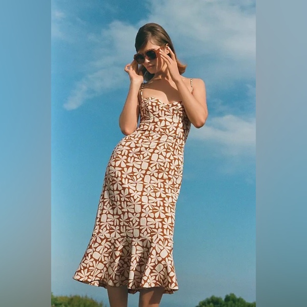 Anthropologie Hutch Floral Slim Midi Dres
